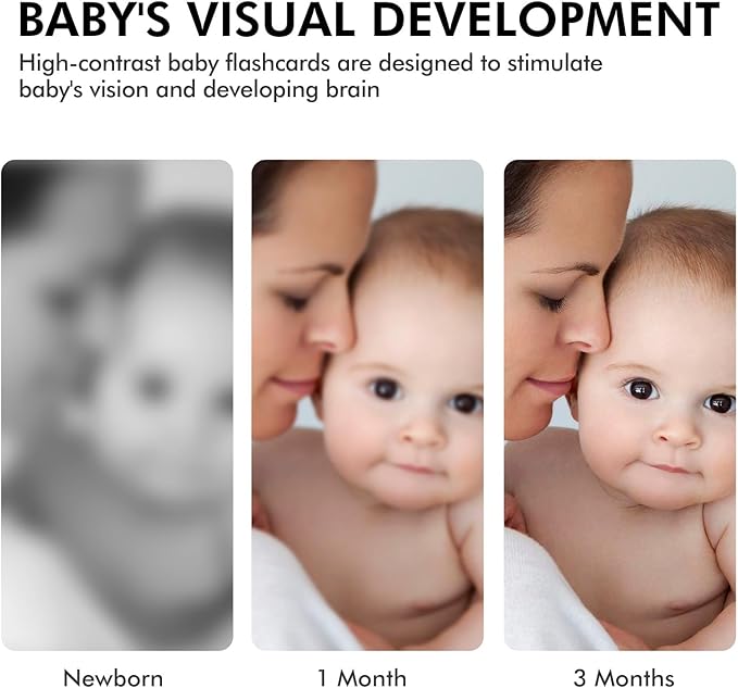 Baby Flash Cards Black and White Cards for 0-3 Months, High Contrast Baby Toys for Newborn