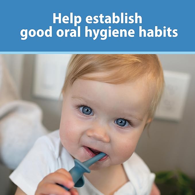 Dr. Brown's Infant-to-Toddler Training Toothbrush, Soft for Baby's First Teeth, Blue Elephant, 0-3 Years