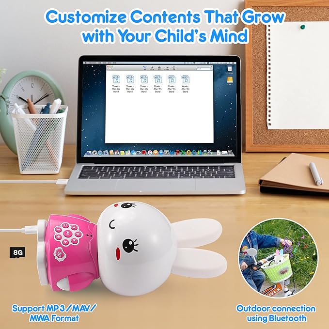 Huggable Audio Player, Early Learning Educational Toy Chinese and English Bilingual Story Machine 10+ Months