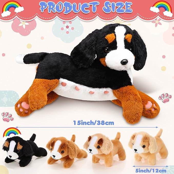 HyDren Nurturing Bernese Mountain Dog Plush Toy Set 15 Inch 4 Stuffed
