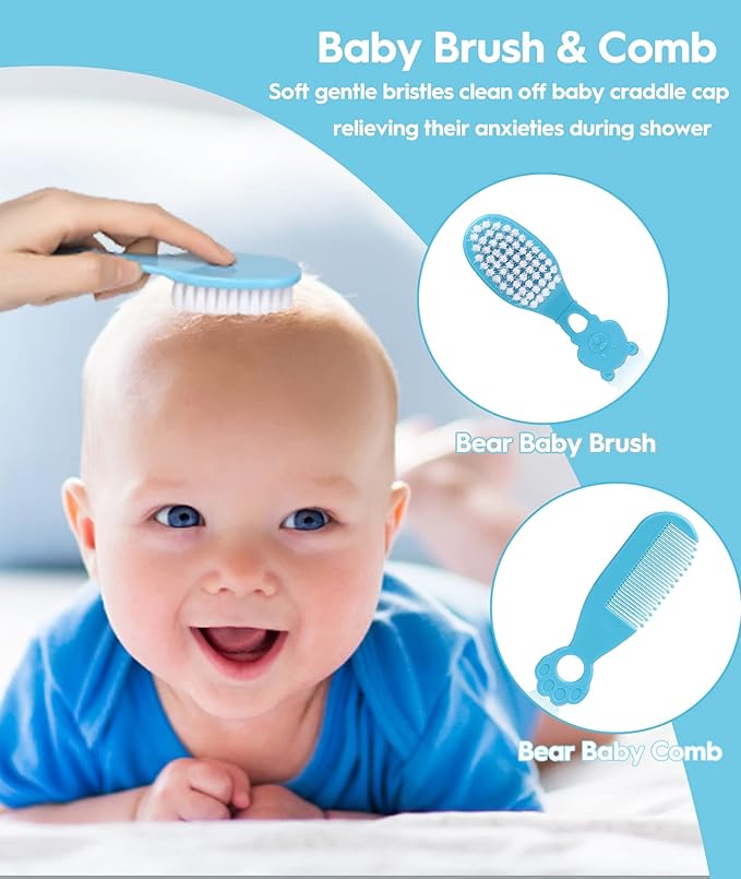 Baby Healthcare and Grooming Kit, Safety Newborn Nursery Baby Care Kit, with Hair Brush Comb, Nail Clipper, Thermometer, Pacifier Clip, Baby Registry Search, Newborn Essentials Girls Boys