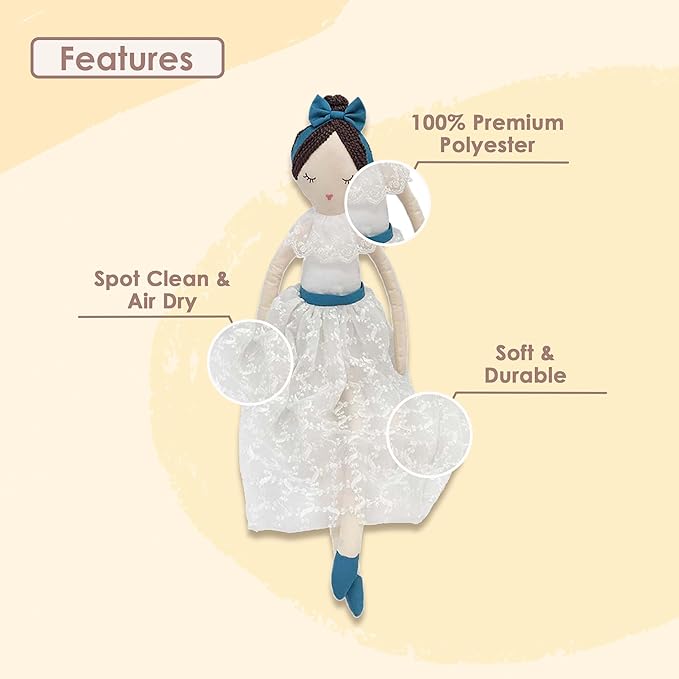 MON AMI Clara Doll – 22”, Soft & Elegant Stuffed Plush Doll for Little Girls