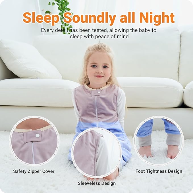 Infant Toddler Sleeping Bag, Baby Sleeping Sack Sleeveless 4 Season 1-3T, Rabbit