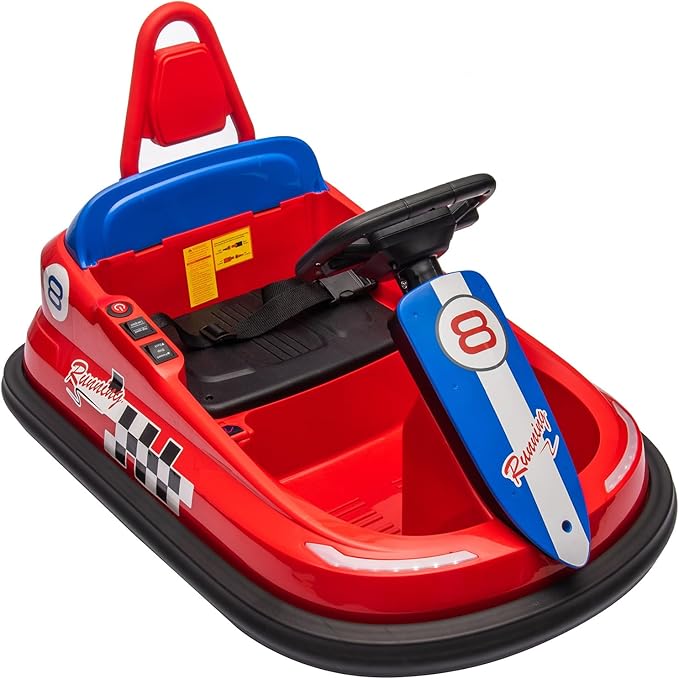 Hetoy Bumper Car for Toddlers, 6V Electric Ride On Toys for Kids 1.9 MPH 360 Degree 2-Speeds, Lights, 2-6 Years,