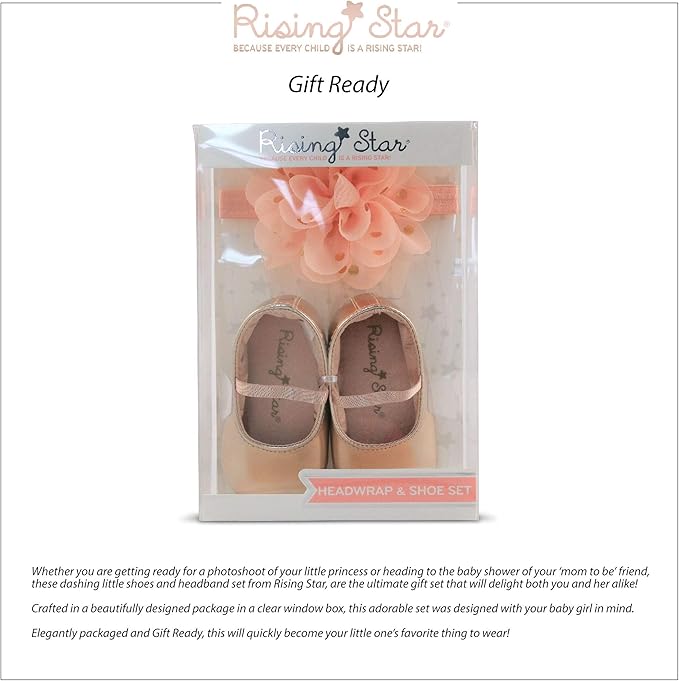 Rising Star Baby Girls' Shoes and Headband Gift Box Set