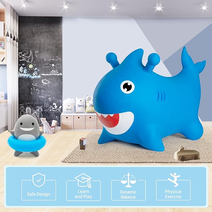 INPANY Bouncy Baby Shark Toys 2 Year Old Boy, Toddler Inflatable Hopper/Bounce Horse/Hopping Horse 3 4,