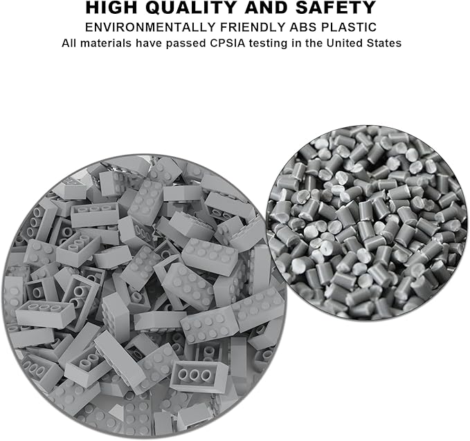 Classic Bulk Brick Block 2x4, 200 Piece Building Brick Light Gray 3001, Creative