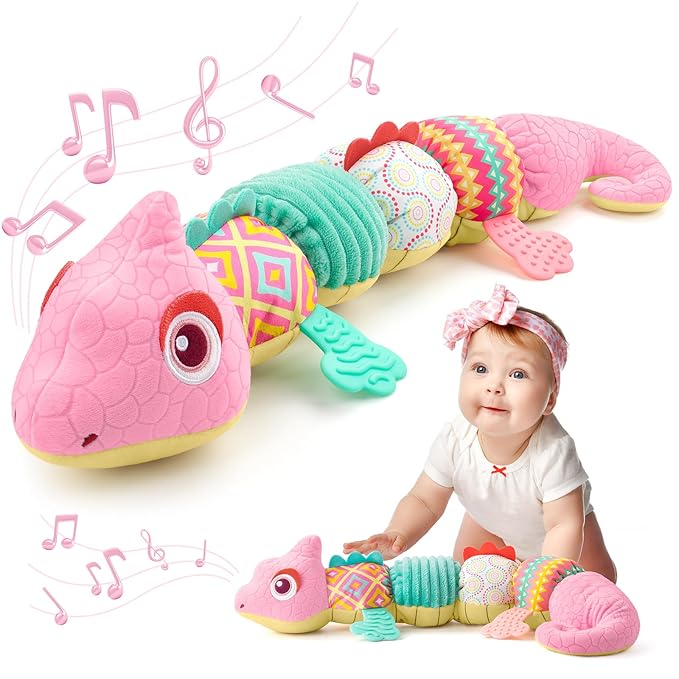 Baby Toys 0-6-12 Months, Musical Stuffed Animal Activity Soft Toys with Multi-Sensory Crinkle