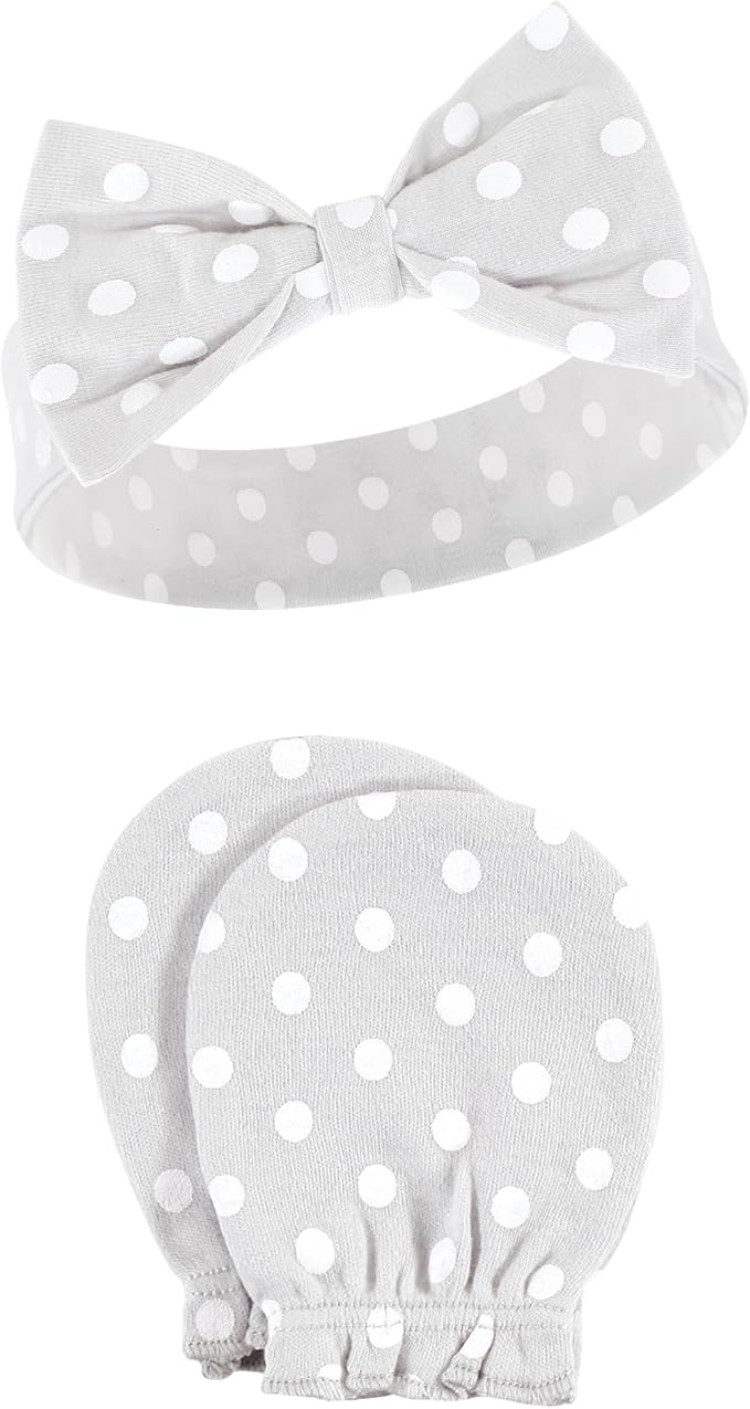 Hudson Baby Baby Girls' Cotton Headband and Scratch Mitten Set
