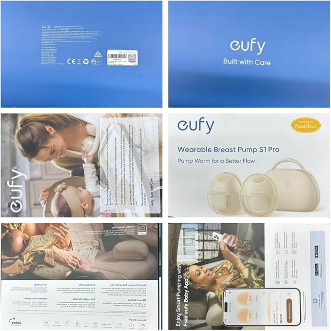 eufy Heated Wearable Breast Pump S1 Pro, Slim Hands-Free Breast Pump with Industry-Leading HeatFlow™ Tech, Wireless Charging Case, App-Controlled OptiRhythm™, Hospital-Grade Suction, in-Bra Use