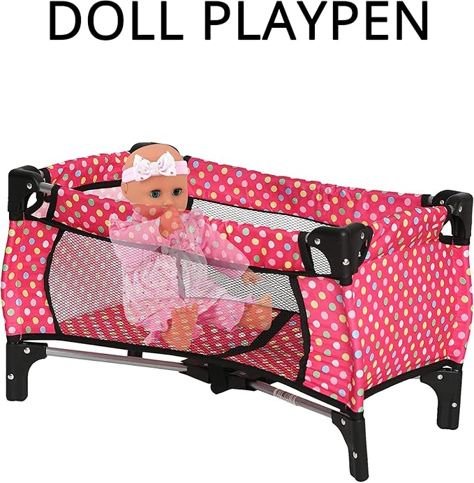 Fash n kolor® Doll Crib, Doll Pack N Play 21" Dolls 2 Years+