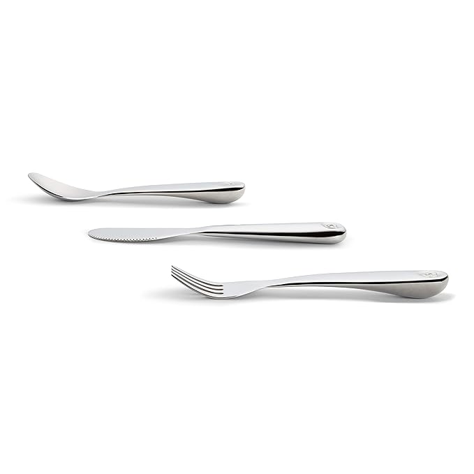 Munchkin Polish Toddler Utensils, Includes Fork, Knife and Spoon, Stainless Steel, 3 Piece