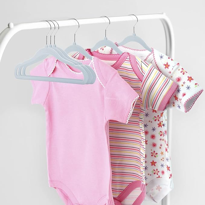 Kids Velvet Hangers 15 Pack, 11 Inch Size Non-Slip Baby Hangers, Space-Saving Nursery Hangers, Perfect Infant/Toddler Clothes Hangers for Daily Use(Blue)