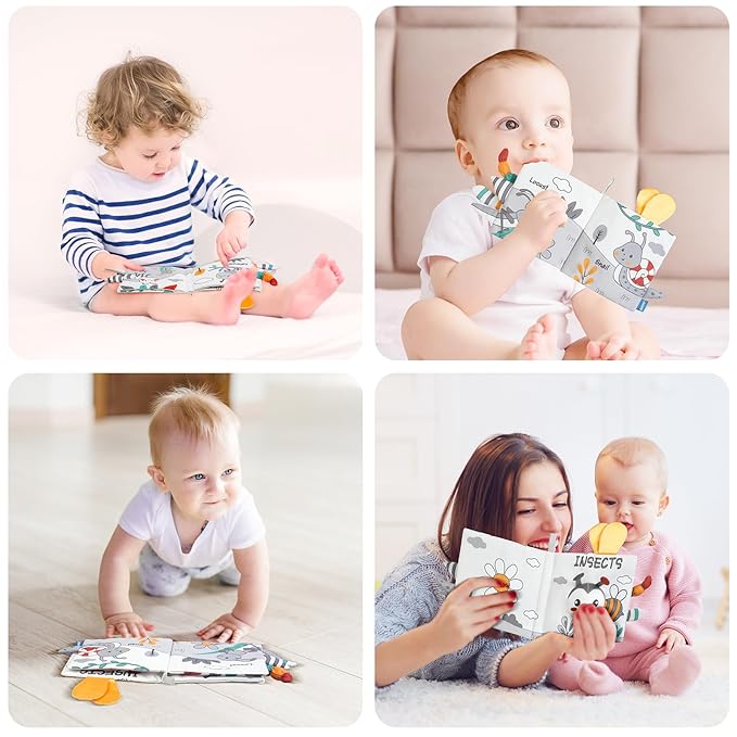 Soft Baby Books Toys, Newborn Crinkle Book 3D Baby 0-6 Months