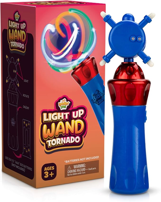 IPIDIPI TOYS Spinning Light Up Wand for Kids - Light Up Spinner Toy, Spinning Globe Toy 4th of