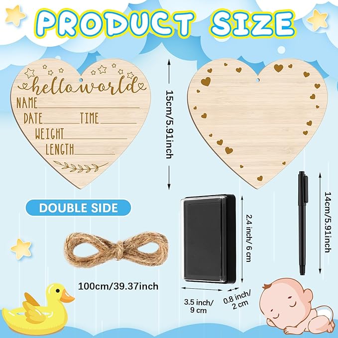 Thyle Baby Announcement Sign Wooden Baby Name Sign for Hospital