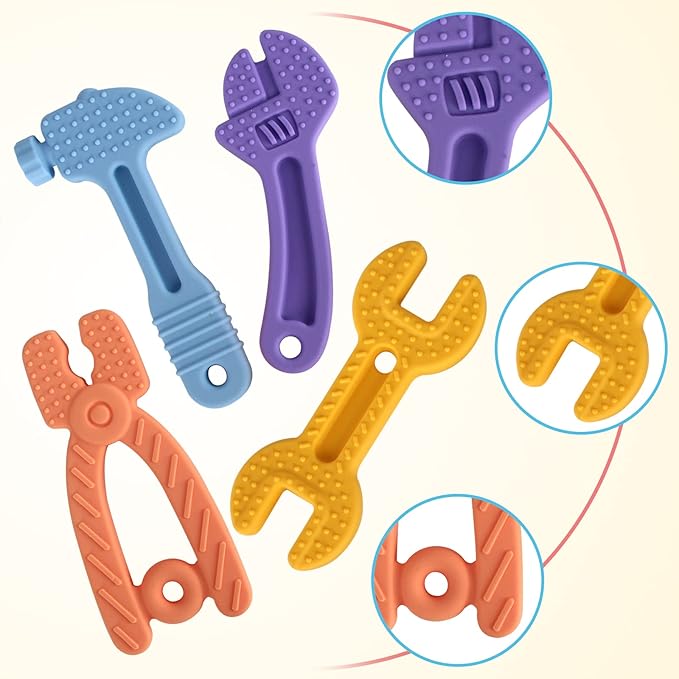 Fu Store 4 Pack Soft Silicone Teething Toys for Toddlers