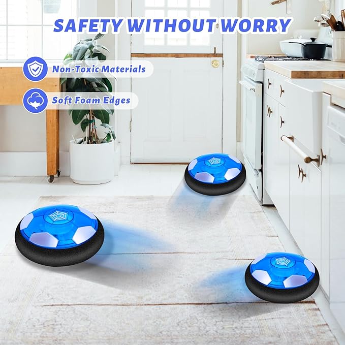 Hover Soccer Ball Set for Kids, 3-in-1 Air Hover Soccer Hockey Toy Set 3-12 Years