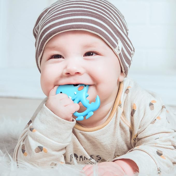Baby Teething Toys Silicone Dinosaur Baby Teethers for Babies 0-6, 6-12 Months