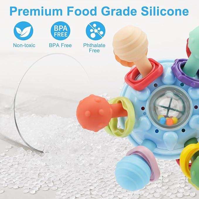 TOHIBEE Baby Montessori Sensory Toys for 0-6 6-12 Months, Food Grade Teething Toys for Babies 0 3 6 9 12 18 Months 1 2