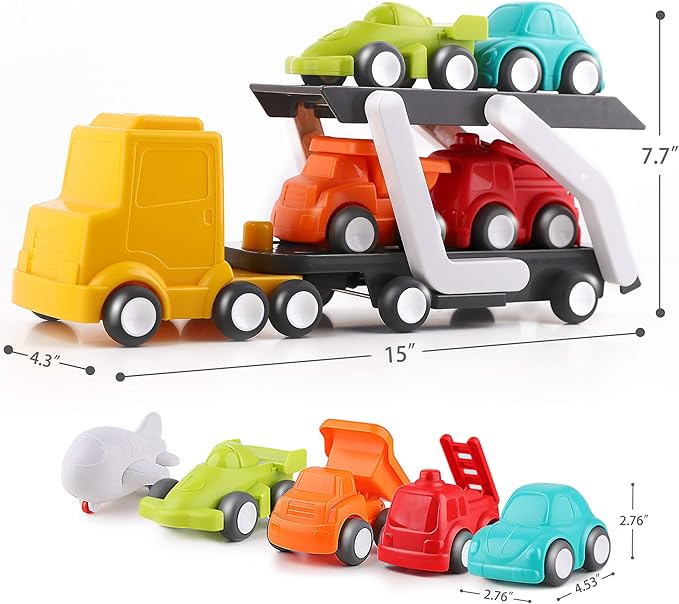 iPlay, iLearn Car Carrier Truck Toy for Toddler 1-3 2 Year 5 Play 1 2 3 4