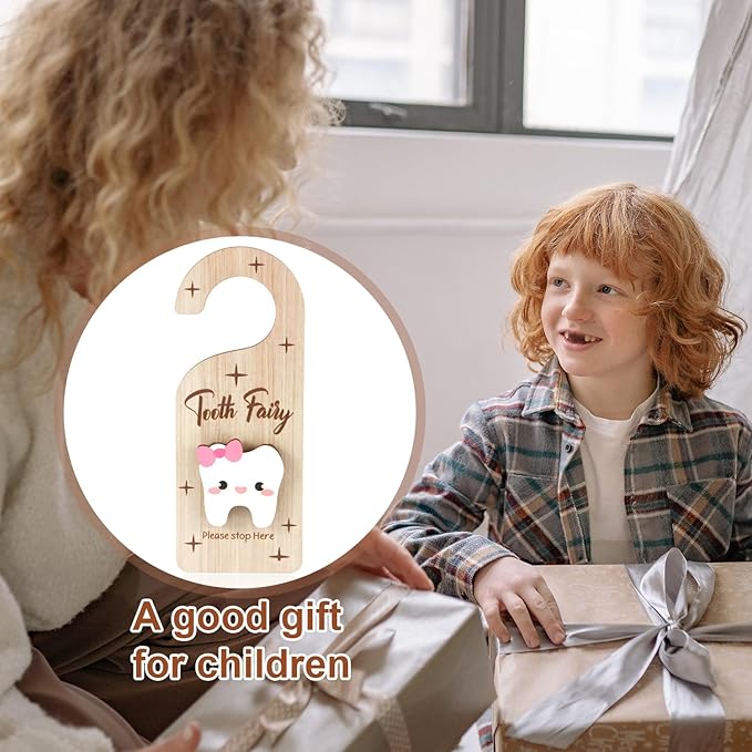 Tooth Door Hanger, Wooden 3D Lost Tooth Keepsake Box