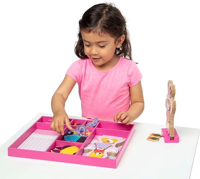 Melissa & Doug Disney Minnie Mouse and Daisy Duck Magnetic Dress-Up Wooden Doll Pretend Play Set (40+ pcs) Minnie Mouse Toys, Disney Dress Up Dolls For Preschoolers And Kids Ages 3+
