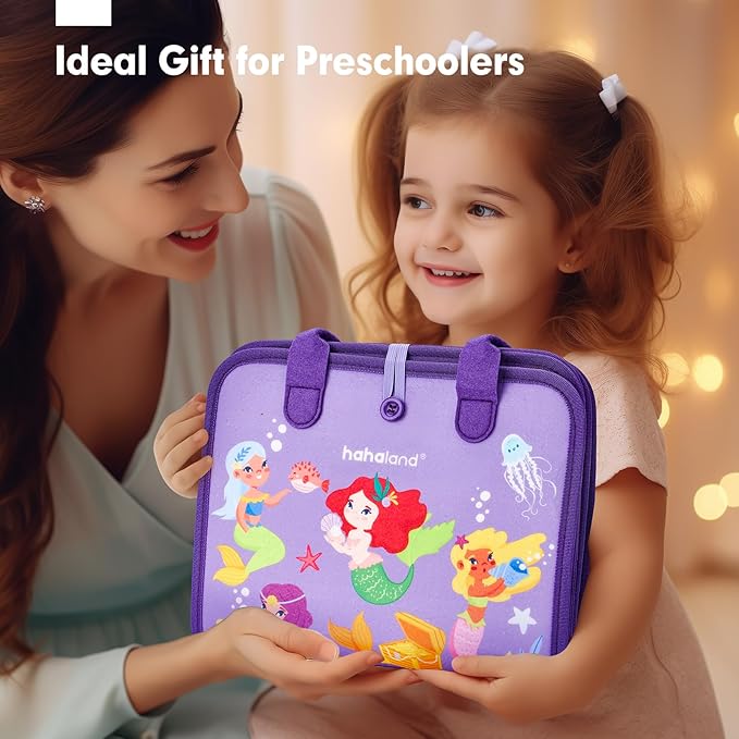 hahaland Busy Board - Montessori Toys for 3 Year Old Girl Bithday Gift Ideas 7 in 1 Preschool