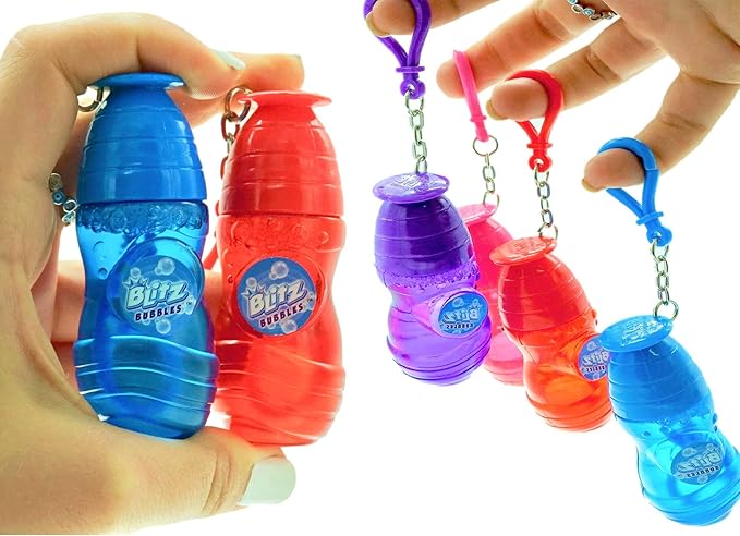 JA-RU Blitz Twin Mini Bubbles Blowing Toy with Carry Clip (1 Pack in Pairs) for Kids, Portable Bubble Blower/Blaster Bubble Soap Solution Party Favors 1564-1