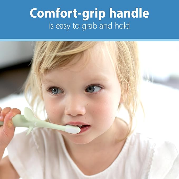 Dr. Brown's Infant-to-Toddler Toothbrush, Soft and Safe Baby Training Brush, Elephant, Mint, 0-3 years (Styles May Vary)