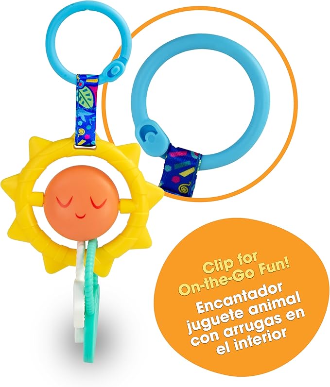 BEBE FUERTE Strong & Sunny Clip On Stroller Toy by Robin Arzon - Developmental Baby Teething Toys 0 Months