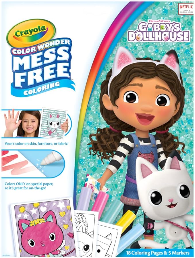 Crayola Gabbys Dollhouse Color Wonder Activity Set, Mess Free Coloring Pages for Toddlers, No Mess Activity, Toys & Gifts for Kids