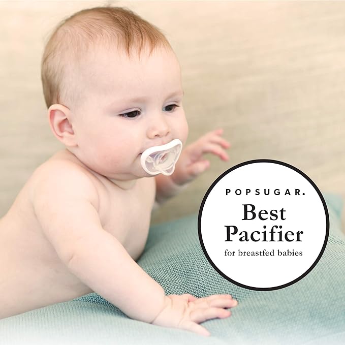 Nanobebe Baby Pacifiers 0-3 Month - Orthodontic, Curves Comfortably with Face Contour 100% Silicone 2pk,Grey
