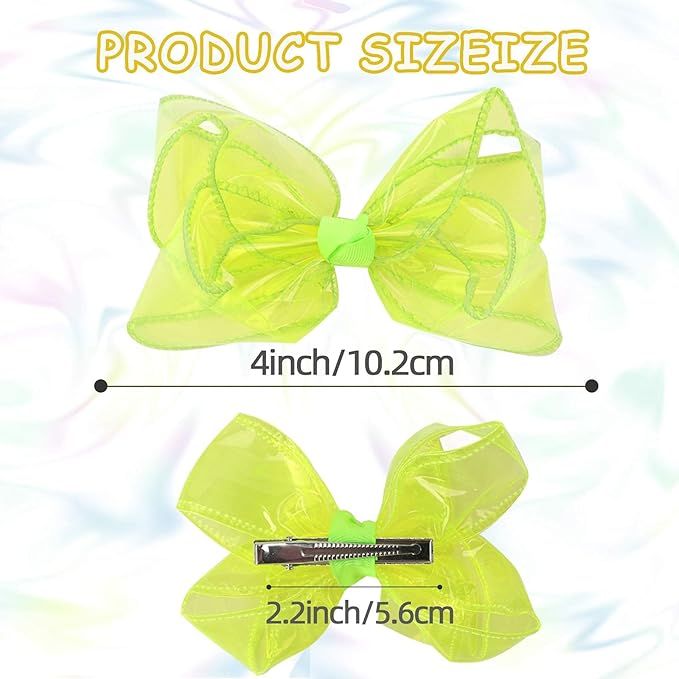 Waterproof Jelly Hair Bows, Multi-colored PVC Summer Swim Pool Bow Clips Transparent Hair Accessories for Girls Toddler Infants Kids Teens Children (Swim Pool Bows 4inch)