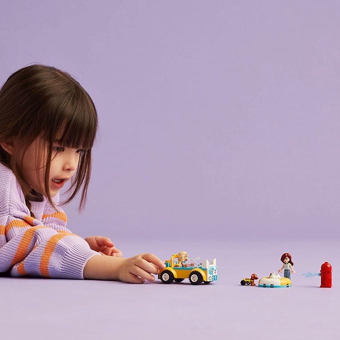 LEGO Friends Dog Grooming Car Toy, Building Toy for Kids Who Love Animals and Nature, Comes with 2 Mini Doll Characters and 2 Dog Toy Figures, Vet Toy Gift Idea for Girls and Boys Ages 4 and Up, 42635