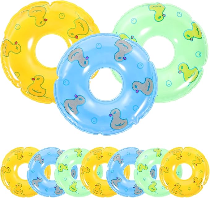Toyvian 10pcs Mini Swim Rings Doll Lifebuoy Inflatable Doll Inflatable
