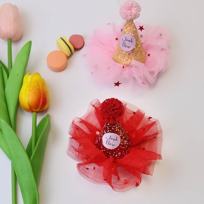 Hair Clip, Birthday Decoration Hair Bows for Girls 3PCS Pink