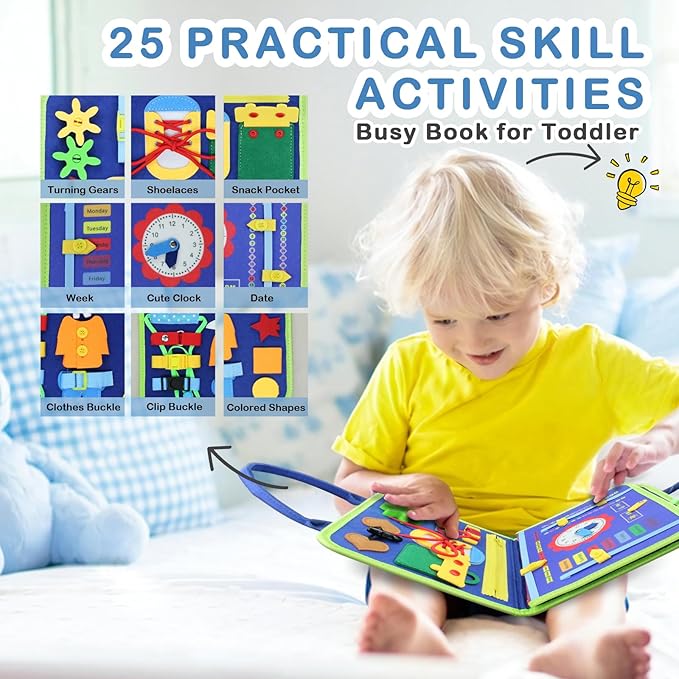 Hi-Tech Busy Book Toys, Montessori Sensory Book for Toddlers 1 2 3 4 5 Years Old