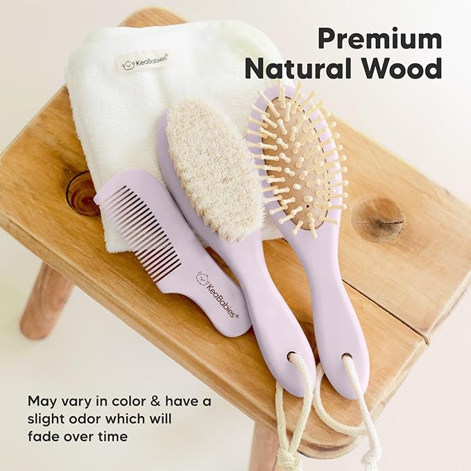 KeaBabies Baby Hair Brush with Soft Goat Bristles, Cradle Cap Brush