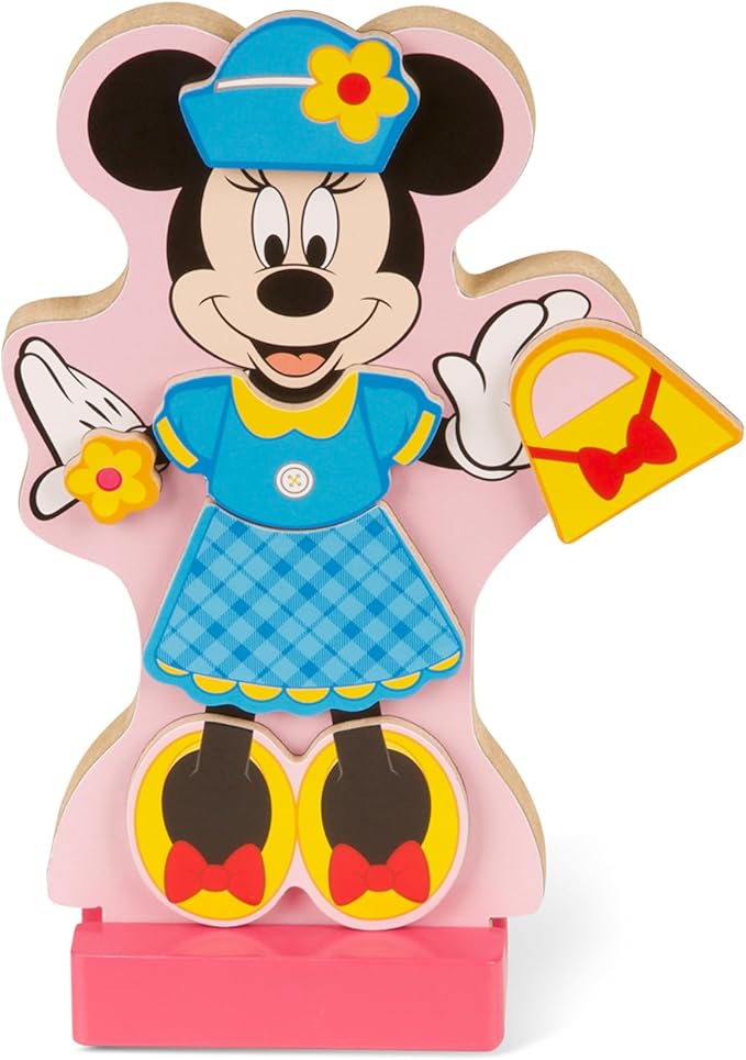 Melissa & Doug Disney Minnie Mouse and Daisy Duck Magnetic Dress-Up Wooden Doll Pretend Play Set (40+ pcs) Minnie Mouse Toys, Disney Dress Up Dolls For Preschoolers And Kids Ages 3+