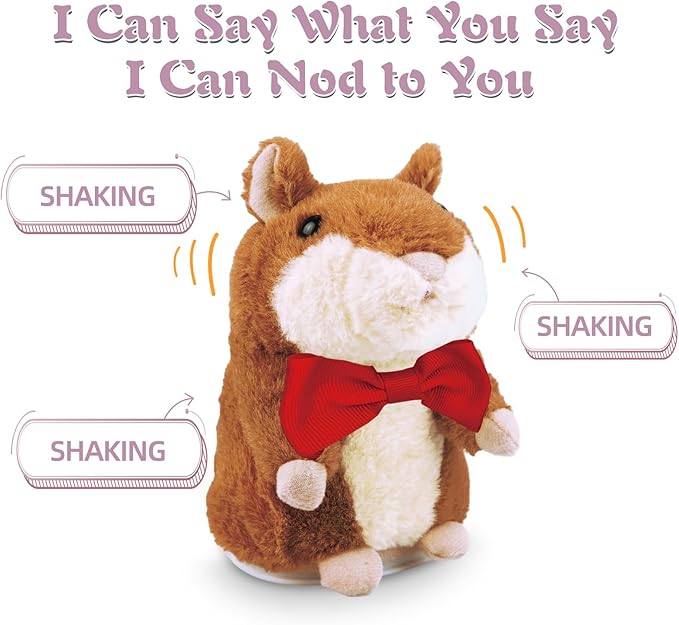 HOMILY Talking Hamster Repeats What You Say, One Year Old Boy Girl Toys Birthday Gifts 0-6-12-18 Months, 1 3 5 (Red