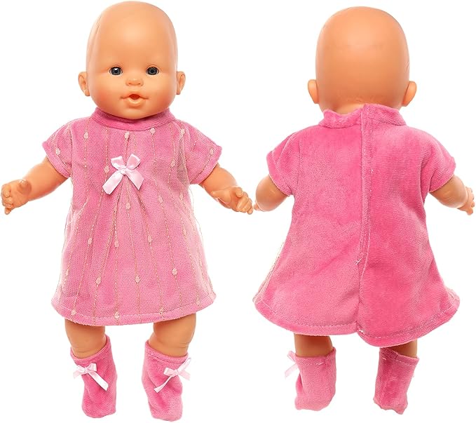 ENOCHT 3 Pieces Baby Doll Clothes Pink Dress with Coat 14-18 Inch 15 Inch