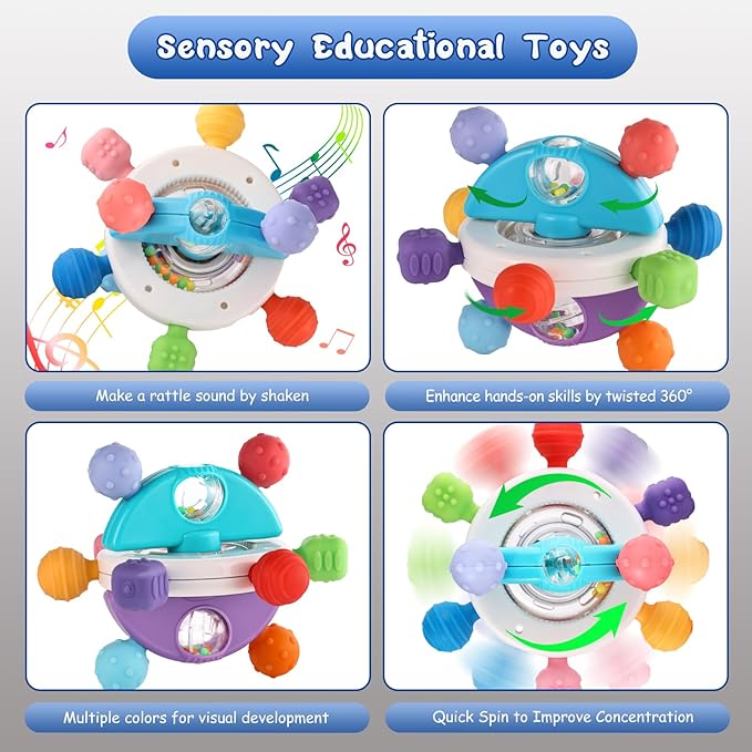 Baby Teething Toys, Montessori Sensory Teether Toy for Babies 0 3 6 9 12 18 Months 1 Year Old