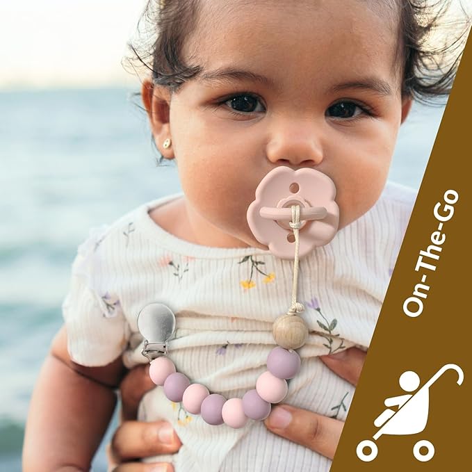 2 Pack Pacifier Clips, Silicone Pacifier Clip for Baby Boys and Girls