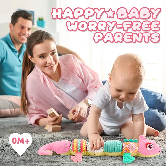 Baby Toys 0-6-12 Months, Musical Stuffed Animal Activity Soft Toys with Multi-Sensory Crinkle