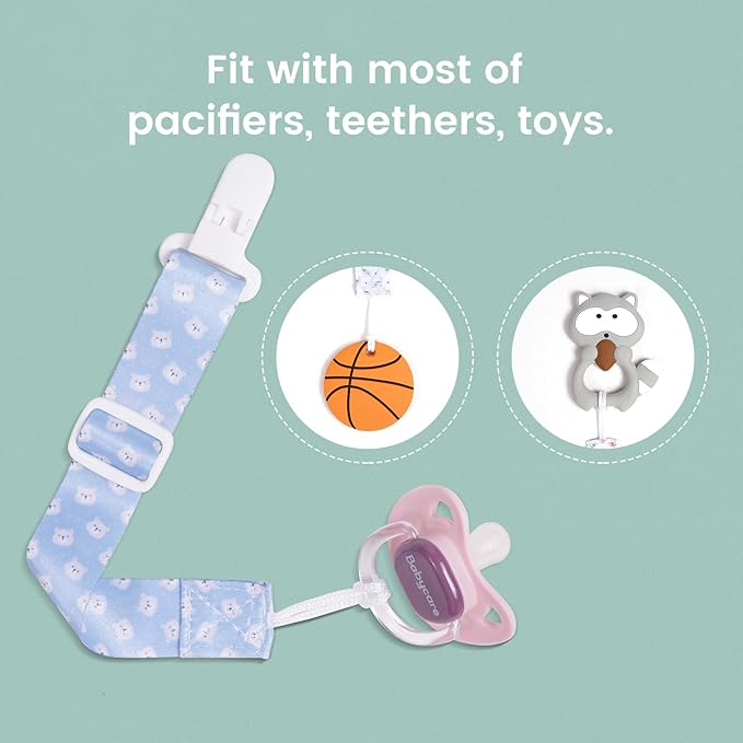 Baby Pacifier Clip with Adjustable Length Buckle,Paci Leash Binky Clips for Baby Boys and Girls 6 Gift