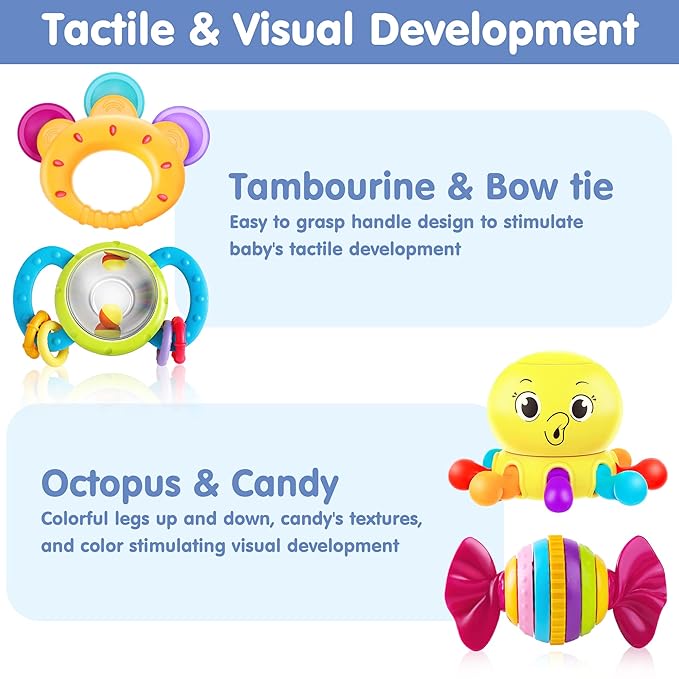 iPlay, iLearn 10pcs Baby Rattles Toys Set 0 1 2 3 4 5 6 7 8 9 10 12
