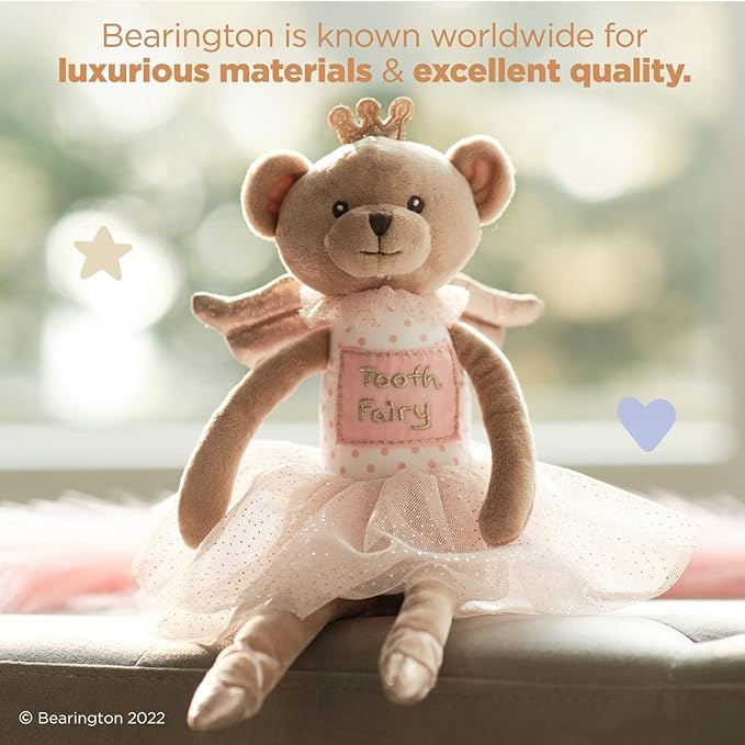 Bearington Sparkles Soft Plush Teddy Bear Tooth Fairy Doll, 14 Inches