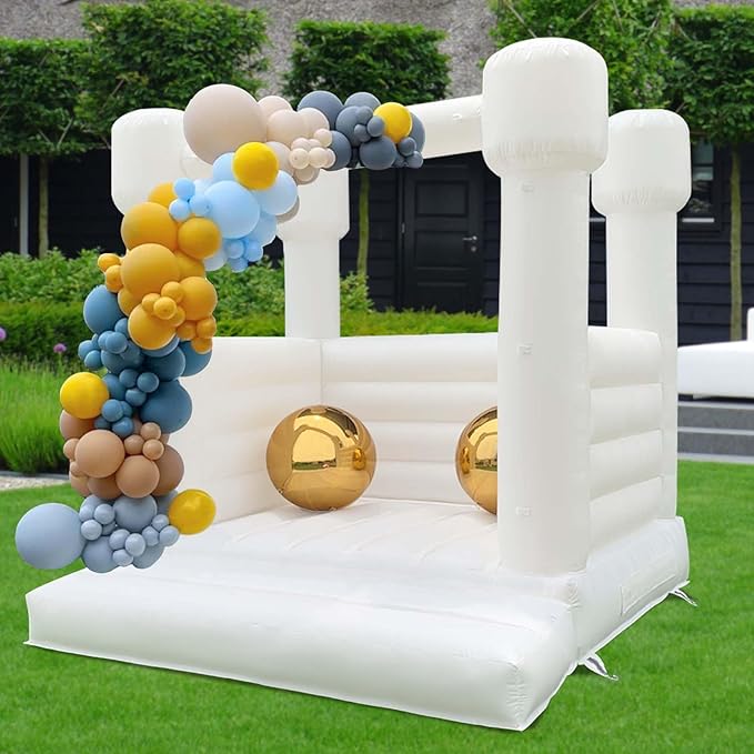White Bounce House 8x8x8 FT Inflatable Indoor Bounce House 3-12,PVC White