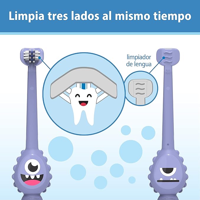 Dr. Brown's ToothScrubber Toothbrush, Three-Sided Toddler Training Toothbrush for Ages 1-4 Years with Suction Cup Base and Color Changing Bristles
